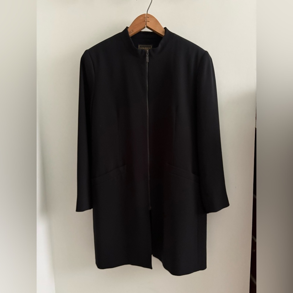 Louben Women’s Long Blazer Coat with Zip-Front US 8P EUC